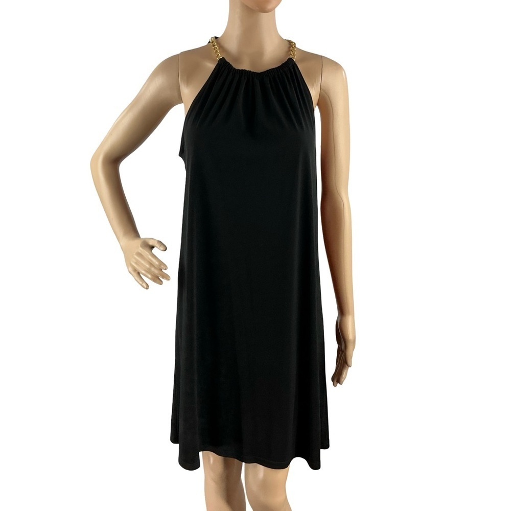 Michael Michael Kors Black Chain Strap Cocktail Shift Dress Size M